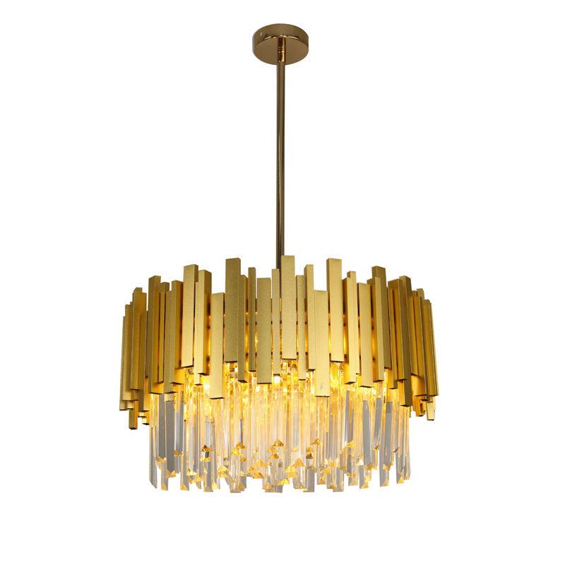 Regina Round Satin Brass Crystal Pendant Chandelier - 50cm** New Arrival ** - V&M IMPORTS Australia