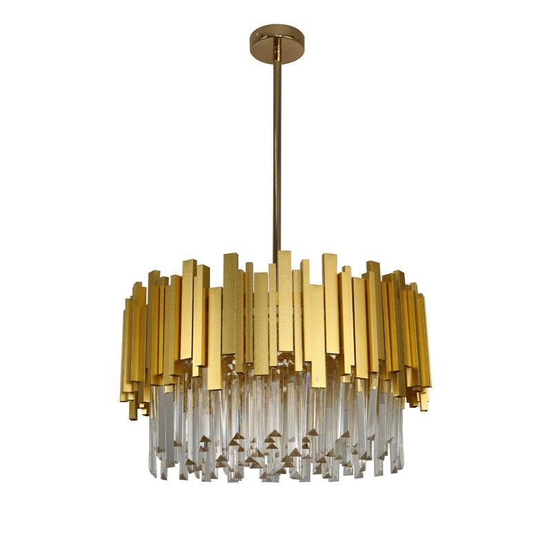 Regina Round Satin Brass Crystal Pendant Chandelier - 50cm** New Arrival ** - V&M IMPORTS Australia