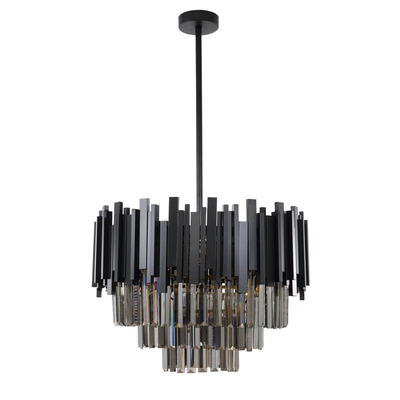 Regina Matt Black Crystal Pendants - 50cm Round Matt Black Chandelier** New Arrival ** - V&M IMPORTS Australia