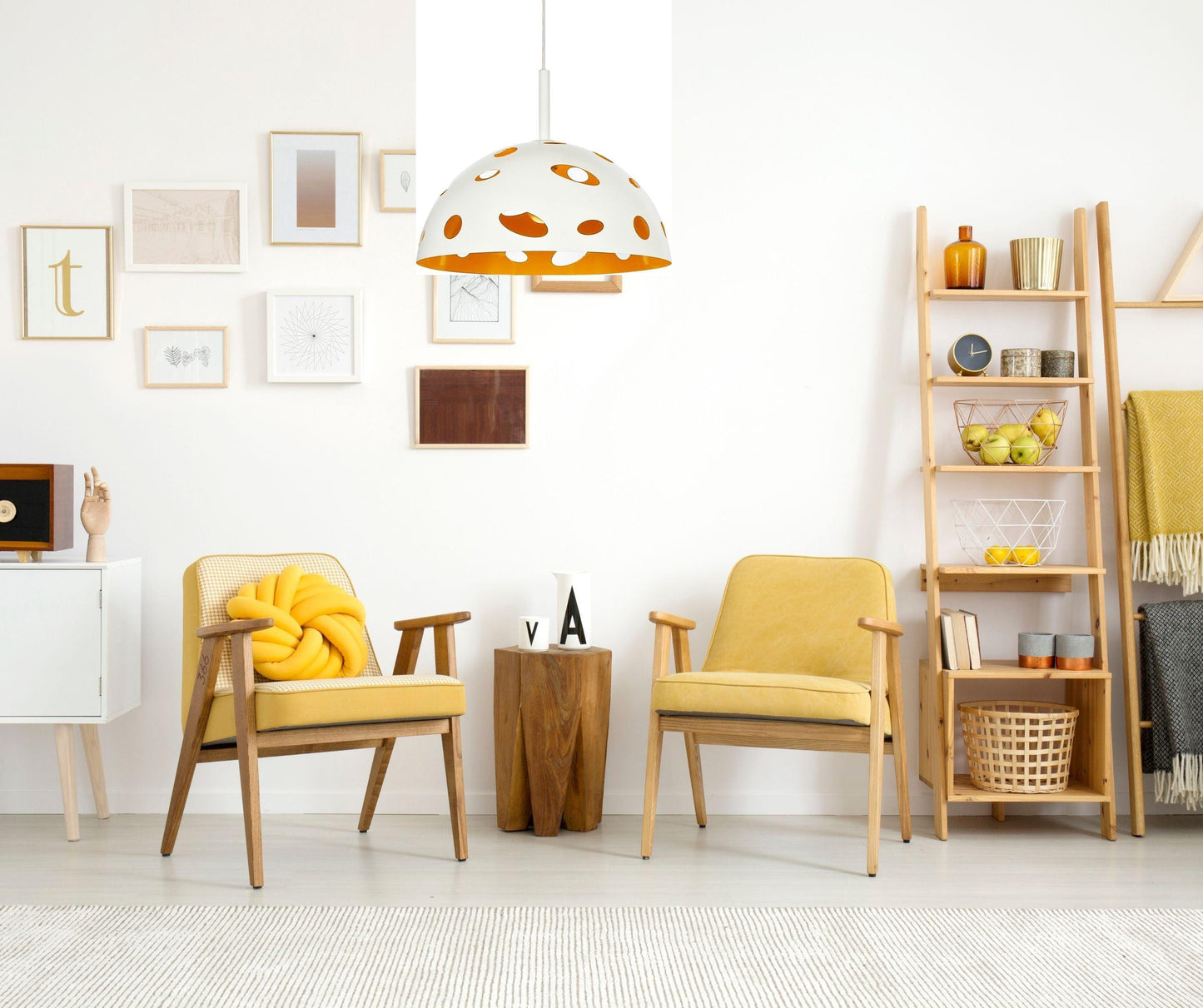 MINA 50cm White/Yellow Laser Cut Metal Pendant - V&M IMPORTS Australia