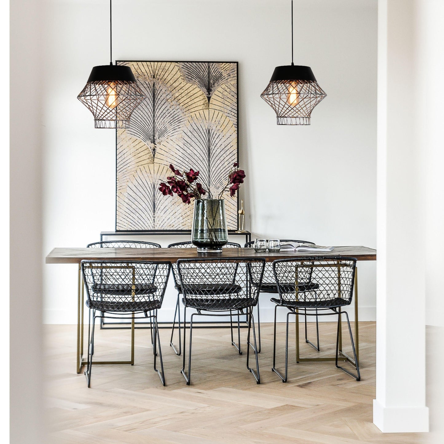 BALI - Wire Metal Pendant Lights - Large, 3 Lights in Chrome - V&M IMPORTS Australia