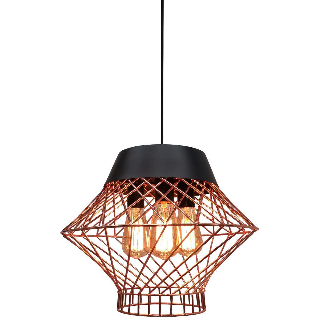 BALI - Wire Metal Pendant Light - Large, 3 Lights in Rose Gold - V&M IMPORTS Australia