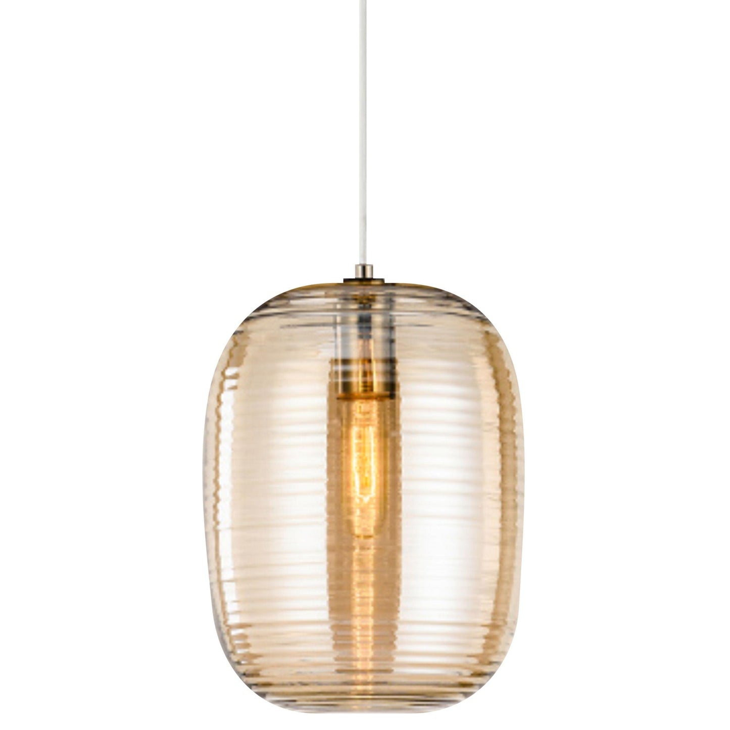 Barilla 1 Light Amber Fluted Glass Pendant - V&M IMPORTS Australia