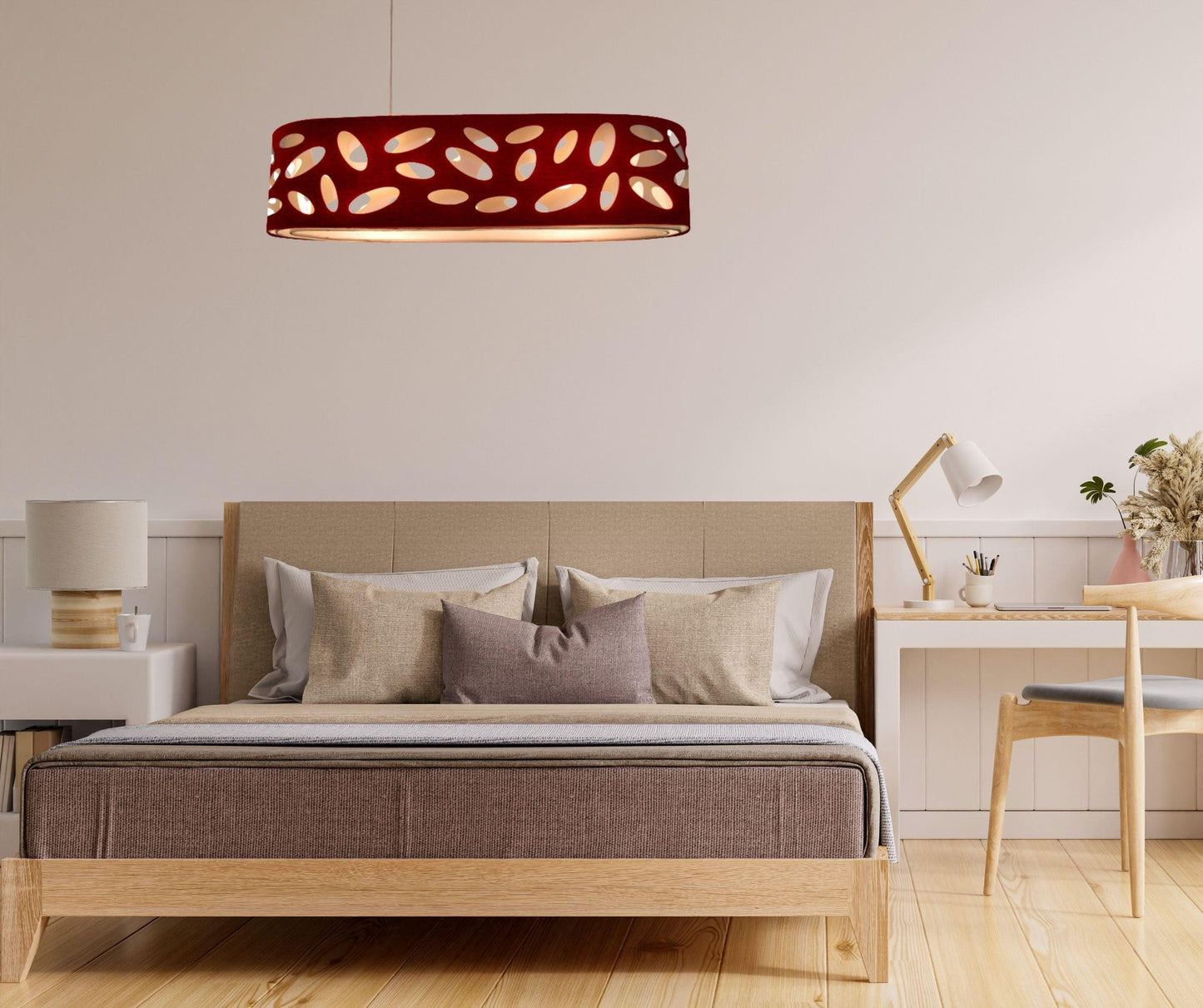 Carlo 90cm 4 Light Oval Burgundy Pendant - V&M IMPORTS Australia