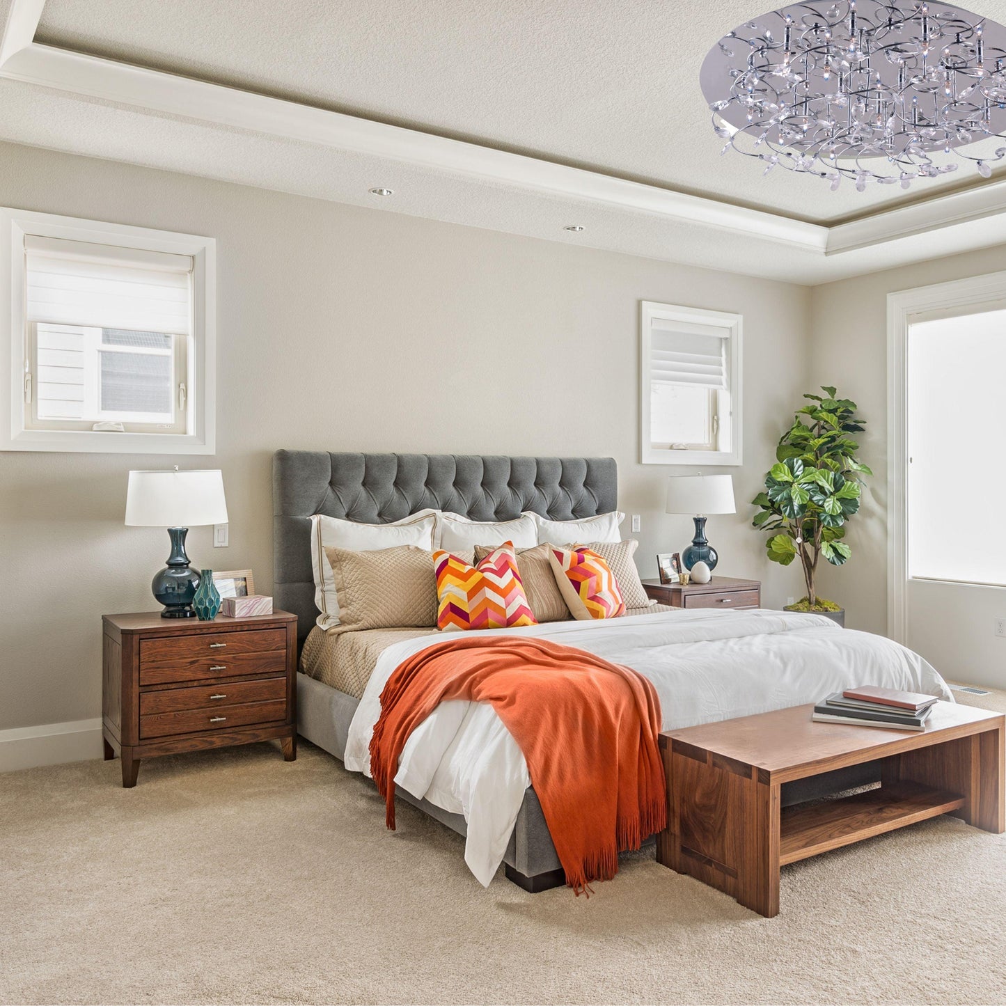 Katie Square Flush Mount Chandelier- Chrome - Large - V&M IMPORTS Australia