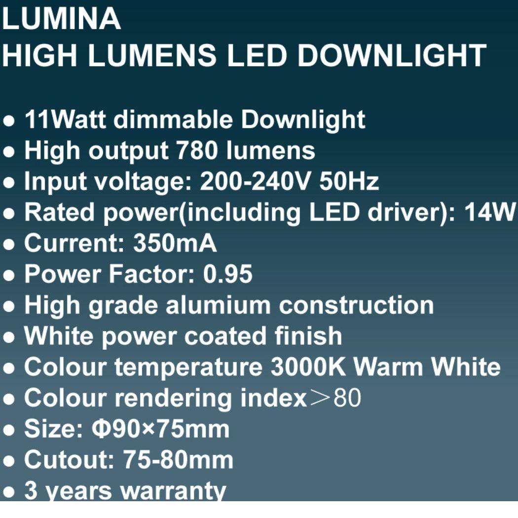 Lumina LED Downlight 11 Watt Warm White 3000K Dimmable Spotlight - V&M IMPORTS Australia