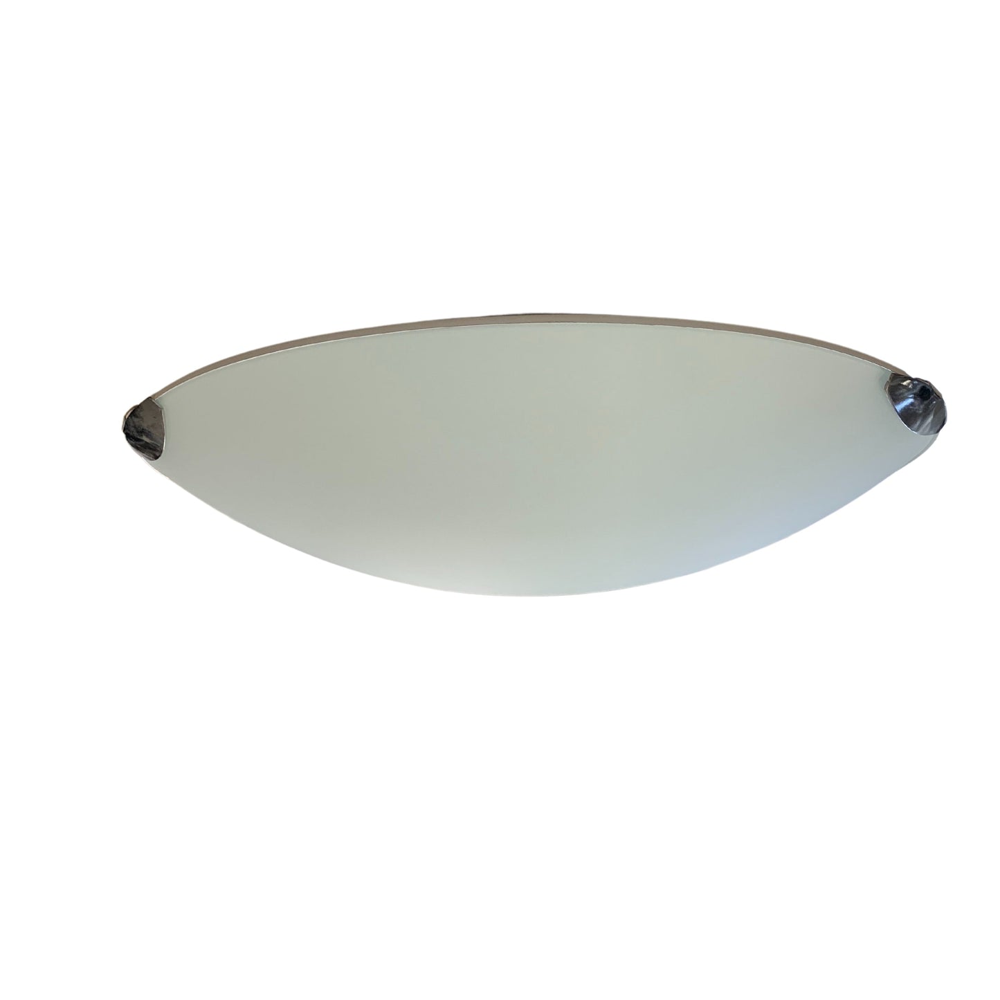Project 40cm Flush Mount Oyster in Brushed Chrome with White Glass