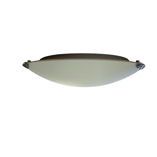 Project 40cm Flush Mount Oyster in Brushed Chrome with White Glass