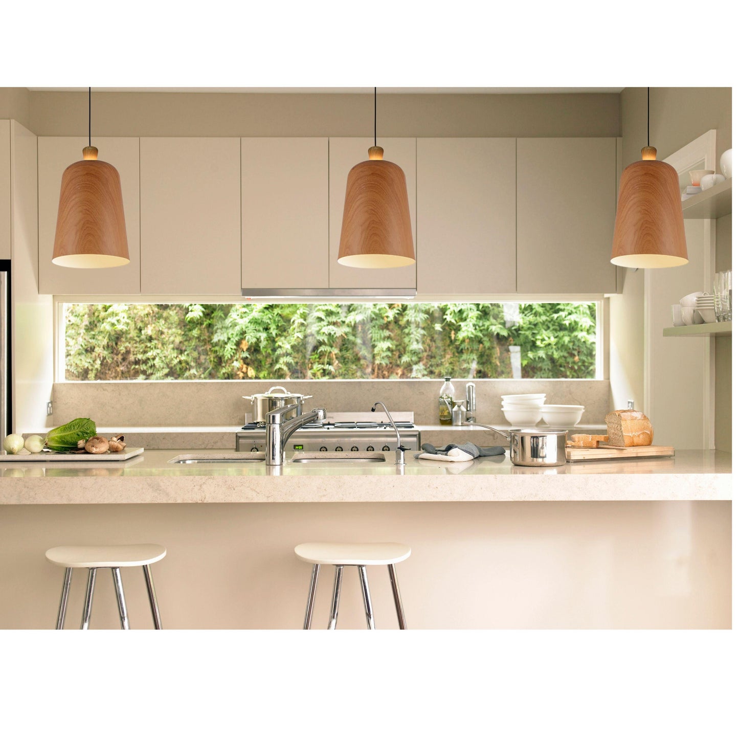 MELO - Open Top in Oak - Metal Shade Pendant OAK - V&M IMPORTS Australia