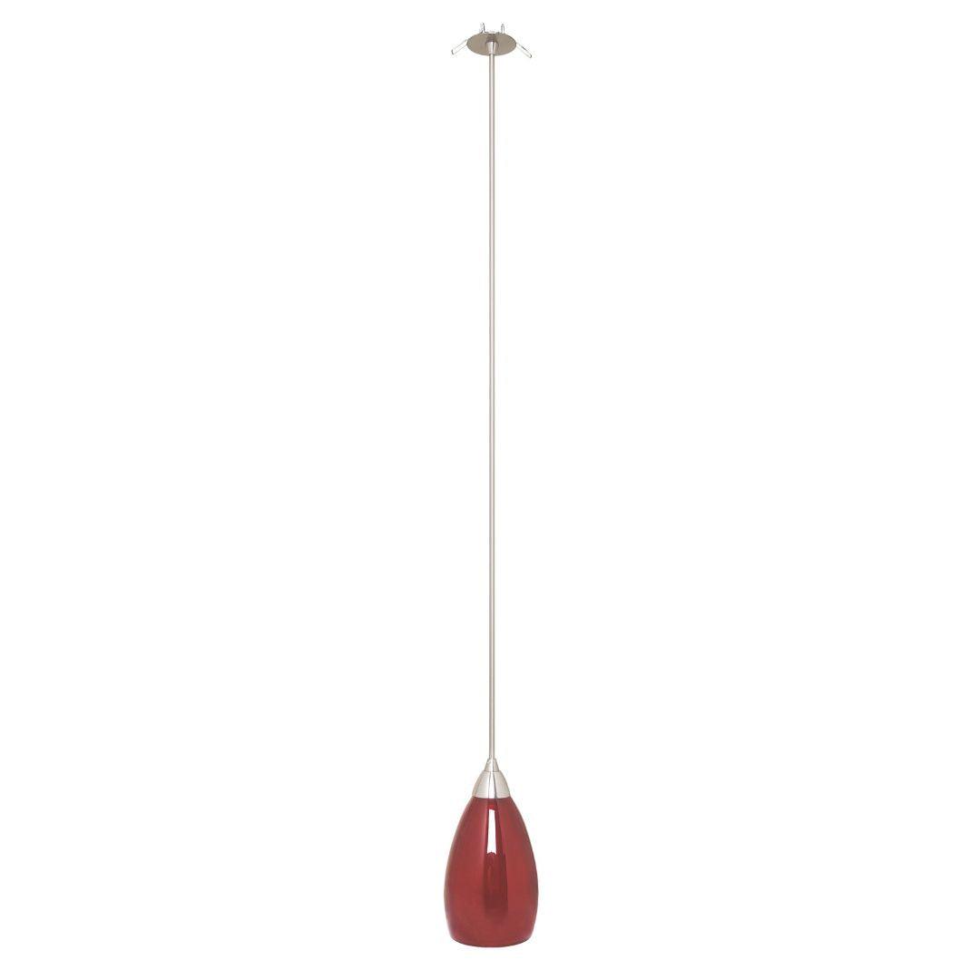 Chrome pendant light with red frosted glass inverted tear drop shape - V&M IMPORTS Australia