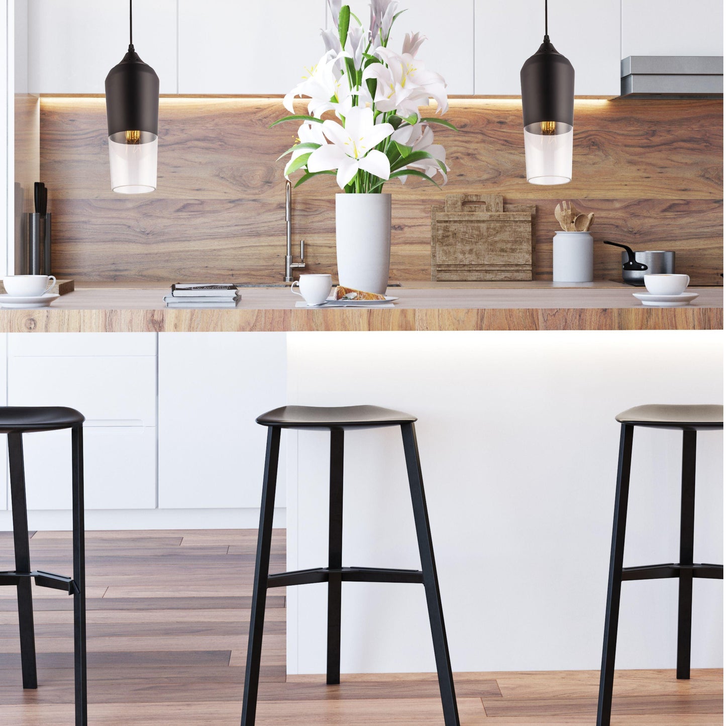 Prego - Replica Terho Mater - Black and Clear Glass Pendant Lights - V&M IMPORTS Australia