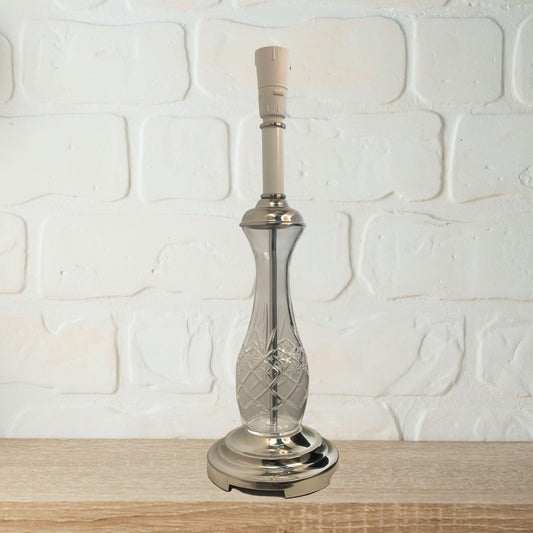 Regina Brushed Chrome and Glass Table lamp Base ONLY - V&M IMPORTS Australia