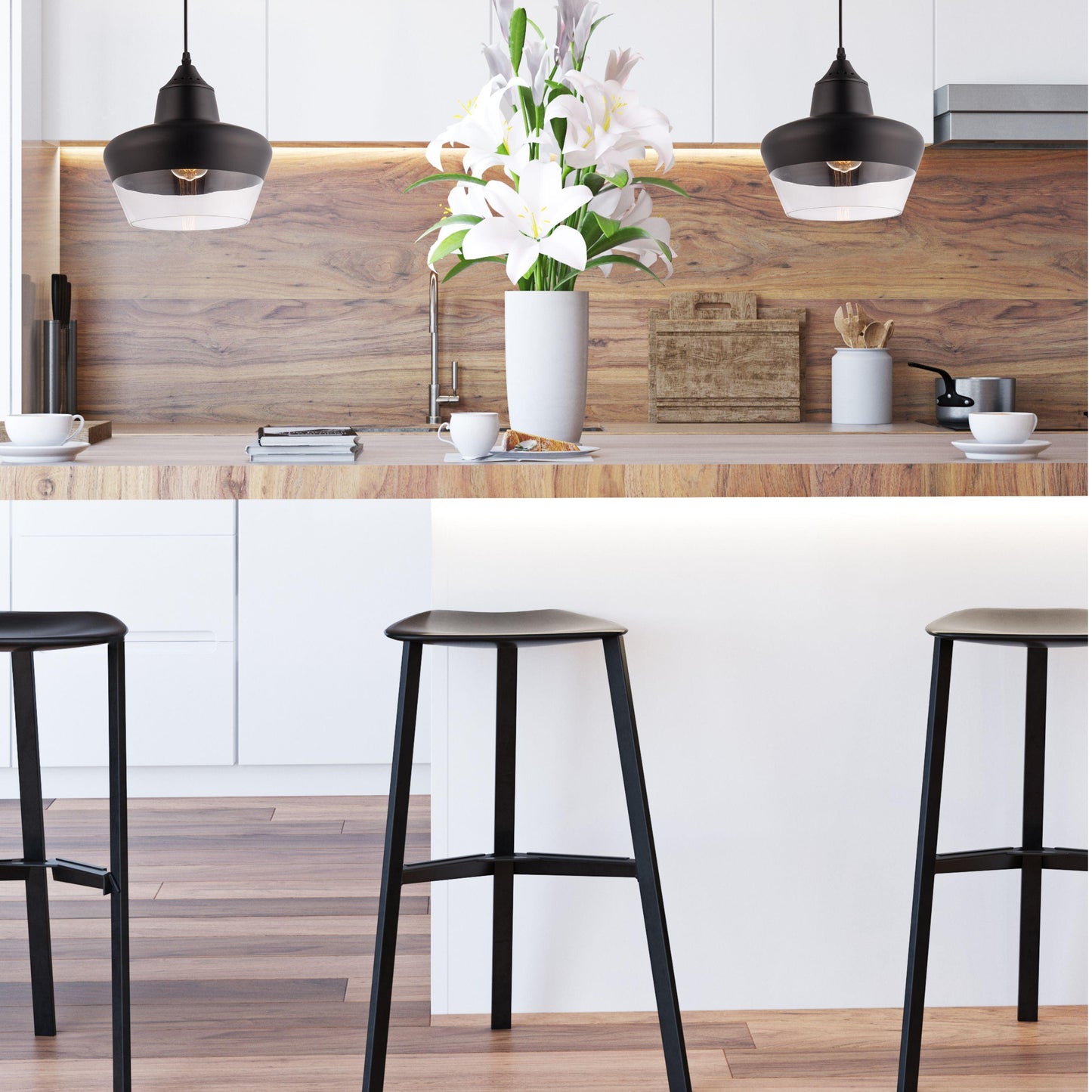 Rodo - Replica Terho Mater - Black and Clear Glass Pendant Lights - V&M IMPORTS Australia