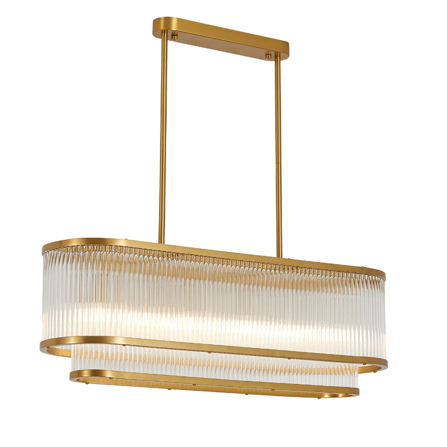 CREMONA LONG PENDANT CHANDELIER LIGHT SATIN BRASS **New Arrival**