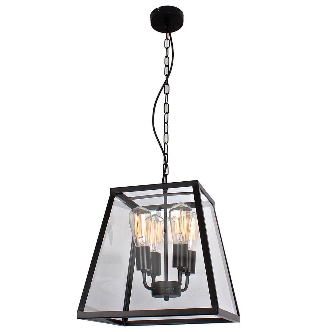 Creswick Vintage Lantern Look Pendant Matt Black - 4 Light Square - V&M IMPORTS Australia