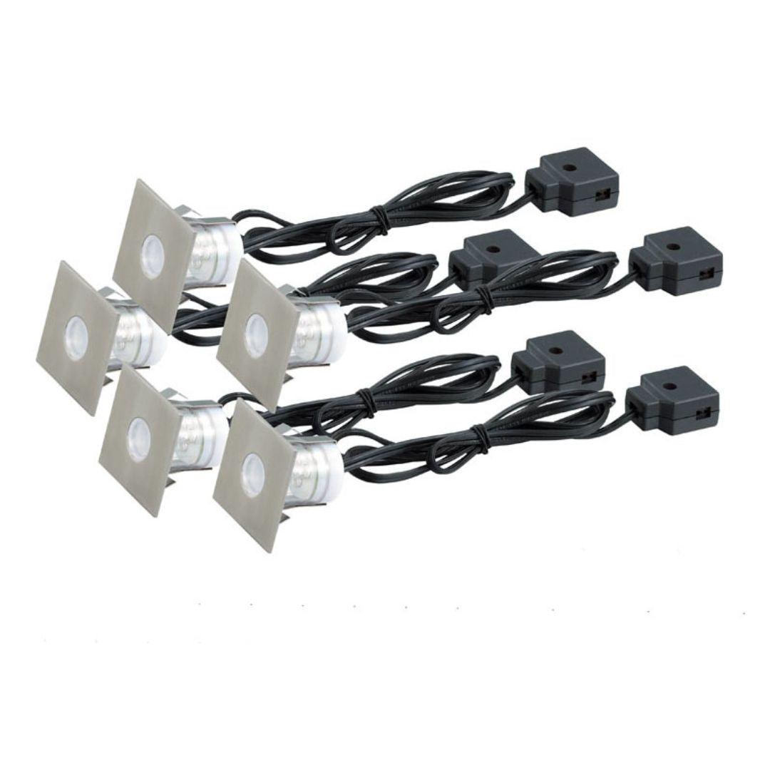 Stainless Steel - LED - Deck Lights - Square Blue - Set of 5 Including ...