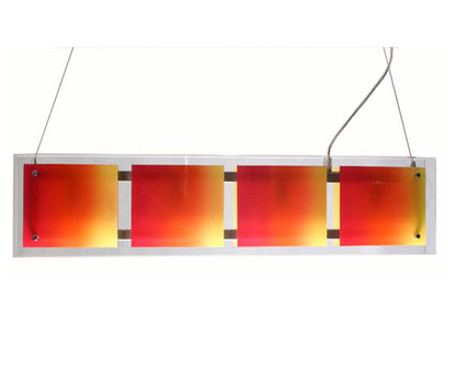 PANEL 4 Light Halogen Rectangle Coloured Glass Pendant - V&M IMPORTS Australia