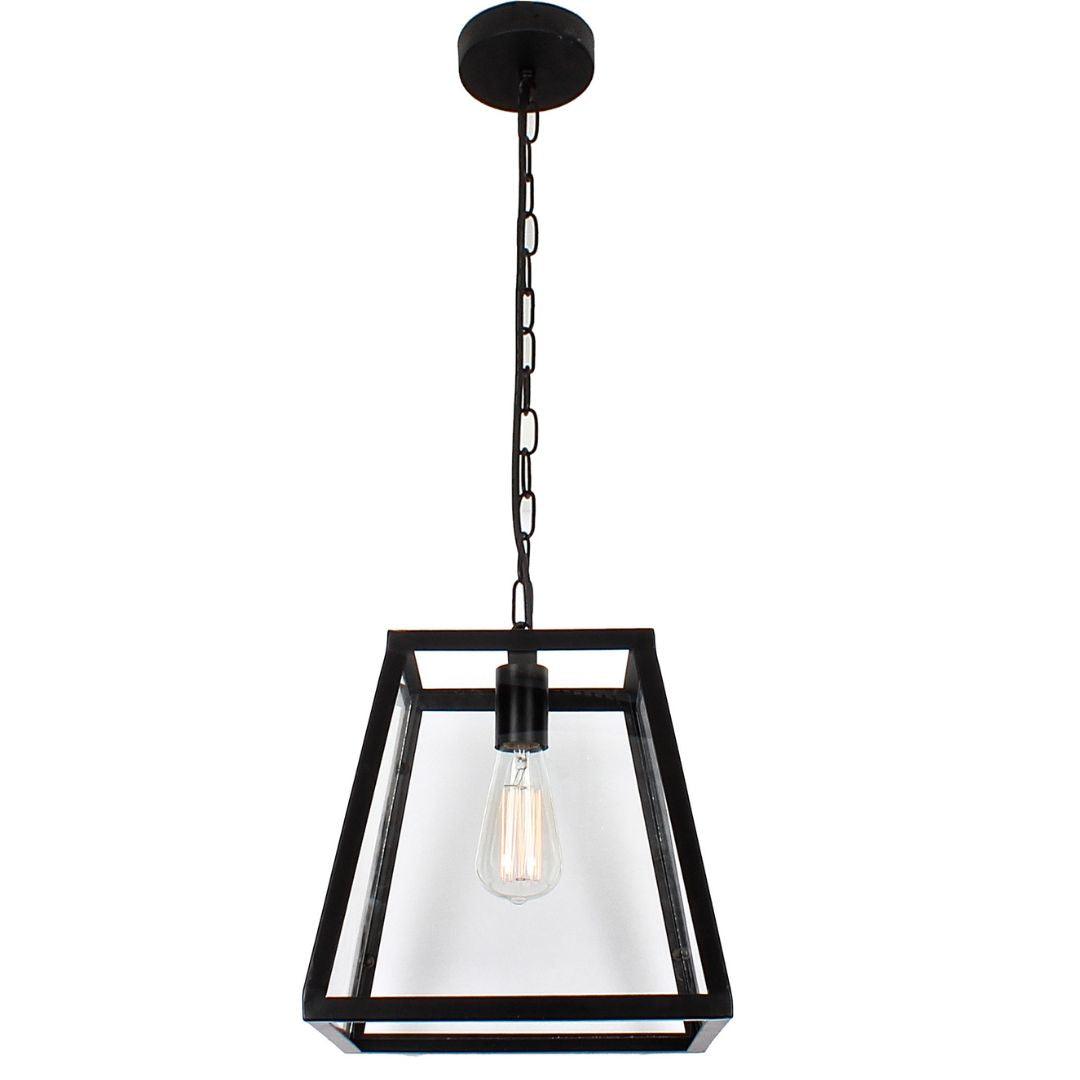 Creswick Vintage Lantern Look Pendant Matt Black - 1 Light Square - V&M IMPORTS Australia