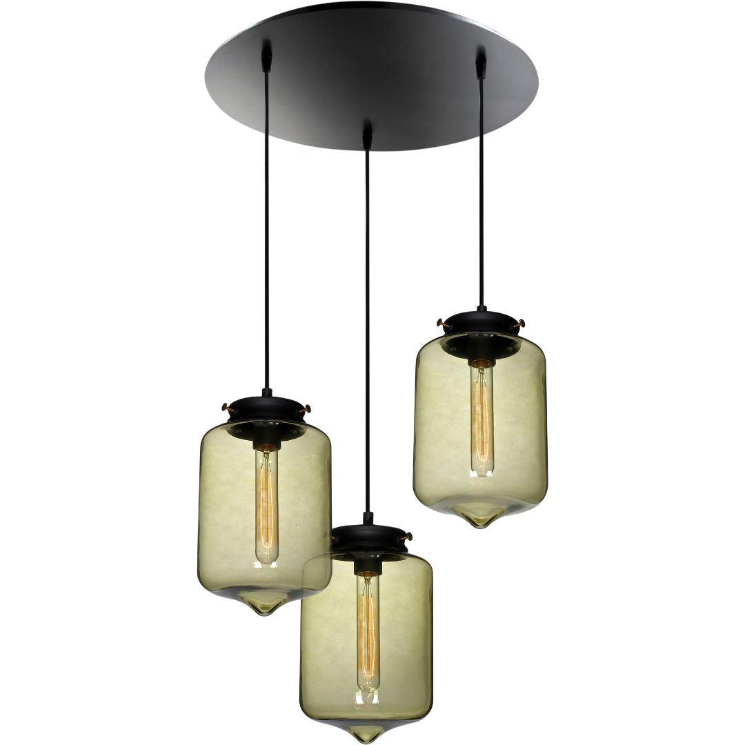 LONDON - Glass Pendant 3 Light Plate - Amber Smoke - V&M IMPORTS Australia