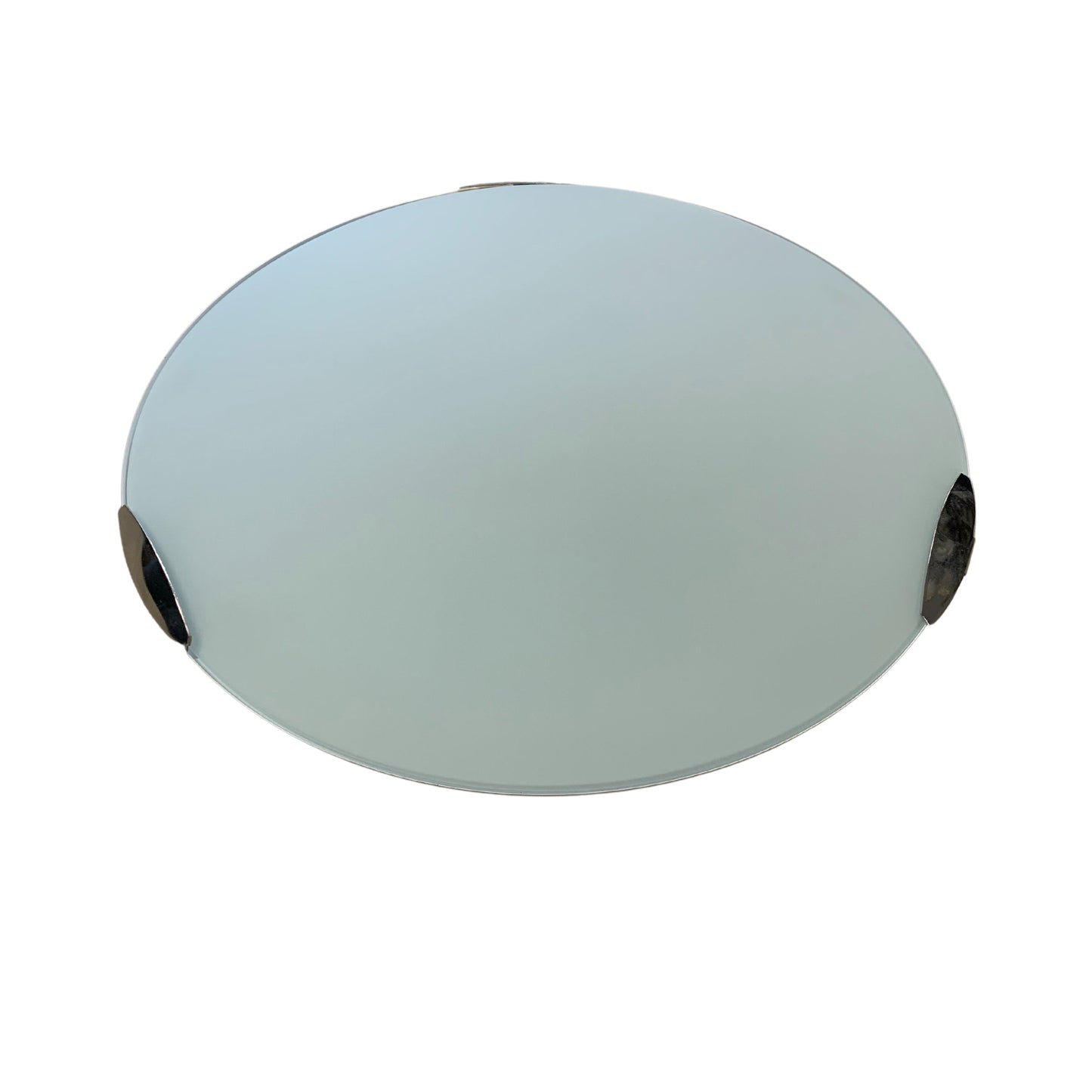 Project 40cm Flush Mount Oyster in Brushed Chrome with White Glass