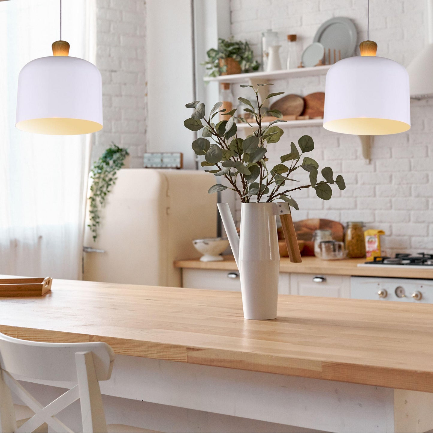 PORTO - Open Top Oak - Metal Shade Pendant - White - V&M IMPORTS Australia